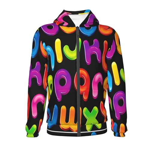 Alphabet Theme Kids Pullover Hoodies Boys Zip Up Sweatshirts Girls Athletic Clothes with Pocket2