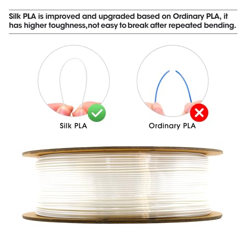 Image of eSUN Silk PLA Filament 1.75mm, Silky Shiny 3D Printer Filament PLA, Dimensional Accuracy + /- 0.05mm, 1KG Spool (2.2 LBS) 3D Printing Filament for 3D Printers, Silk White