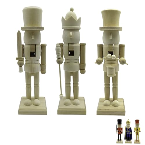 3 Stück Weihnachtens Nussknacker Aus Holz Zum Selber Bemalen,...