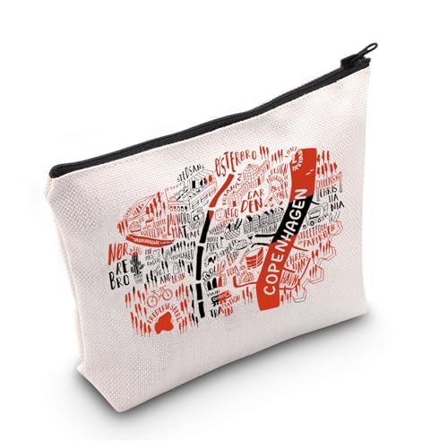 Copenhagen Denmark Lover Makeup Bag Copenhagen Map Travel Vacation Holiday Cosmetic Bag BFF Women Gift (COPENHAGEN)