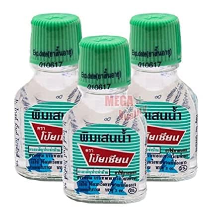 Poy Sian 3 X 3 Cc Bottle Pim-Saen Water Balm Oil Aroma Nasal Inhaler Herbal