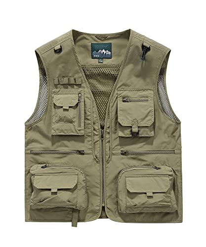 Btmpmcs Uomo Multi-Tasca Gilet da Pesca Senza Maniche All'aperto Leggero Panciotto da Viaggio Traspirante Asciugatura Rapida Giacca da Lavoro Sport Giubbino Caccia Fotografi Gilet