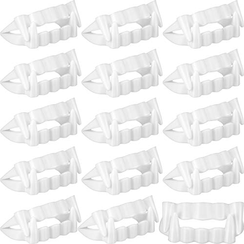 JOVITEC 50 Pcs Plastic Vampire Teeth Halloween Vampire Fangs Fake Fangs Werewolf Denture Halloween Cosplay Favors (White)