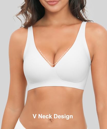 Image of Xcutting Bra for Women Wireless No Underwire Seamless Full Coverage Deep V Bralettes Everyday Comfortable Soft