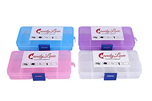 Candy love Grid Box Organizer for Jewelry, Hair Pins, Medicines, Craft Material, Hardware with 10 Partitions/Sections, White (Pink)