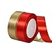 Nastro regalo LuLiyLdJ, 2 rotoli di champagne e nastro rosso artigianale, nastro ghirlanda torta largo 25 mm, per la decorazione, 45M