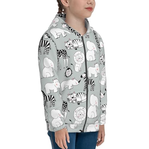 African Animals Kids Pullover Hoodies Boys Zip Up Sweatshirts Girls Athletic Clothes with Pocket4