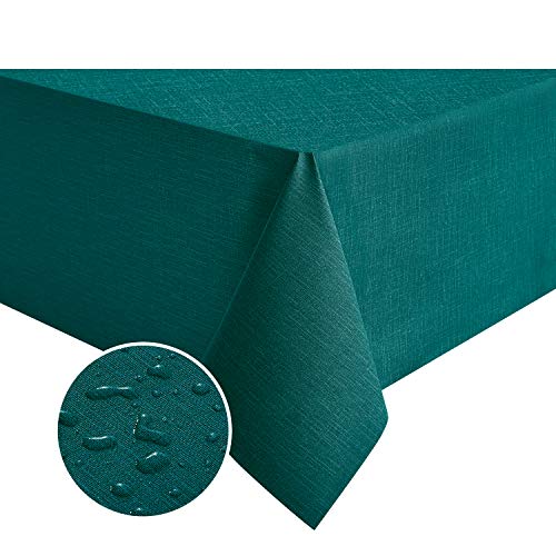 Image of NLMUVW Square Vinyl Tablecloth 100% Waterproof Spill Proof PVC Table Cloth Wipe Clean Table Cover for Kitchen Dining Picnic, Teal, 42 x 42 Inch