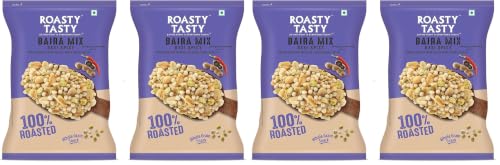 Image of Roasty Tasty Bajra Mix Desi Spicy | Healthy - Low Calorie, Low GI, Non Fried | Millet Namkeen - Made using Roasted Bajra | Cholesterol Free - No Transfat | Chatpata Roasted Namkeen 200g (Pack of 4)