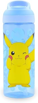 HOX POKEMON PIKACHU Reusable BPA free Kids Atlantic Water Hydration Bottle with built in Carry Loop, Flip Up Spout and removeable straw - 600ml, White