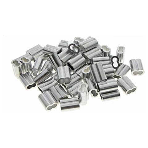 Kitchen-dream 0.07 inch (2mm) Diameter Wire Rope Aluminum Sleeves Clip Fittings Cable Crimps (50 PCS) Cover