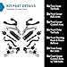 TRQ Front Steering and Suspension Kit Tie Rods Control Arms Ball Joints Sway Bar Links Rack and Pinion Bellows Compatible with 2007-11 Lexus GS350 AWD 2006-13 Lexus IS250 AWD 2011-13 Lexus IS350 AWD