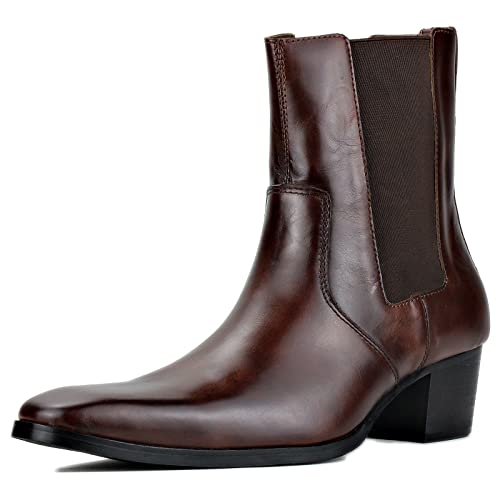 Leather Dress Boot for Men Fashion Casual Chelsea Cowboy Ankle Boots Heels CD-JY038-R
