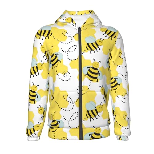 Cheerful Bumble Bees Kid Hoodies Boys Zip Up Sweatshirts Girls Pullover with Pocket2