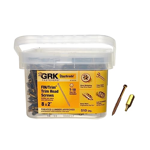 GRK Fasteners 116728 FIN/Trim Tornillos #8 x 2, 510 unidades, Dorado