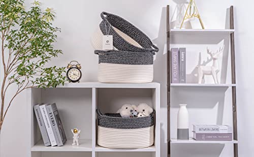 Laughbird Grey Baskets For Gifts Empty Woven Storage Basket Bins For Closet Shelving Storage&Organizing,Rope Pantry Baskets Bins For Toy Storage, Shelf Basket,3 Packs Organization Rectangle #TOP7