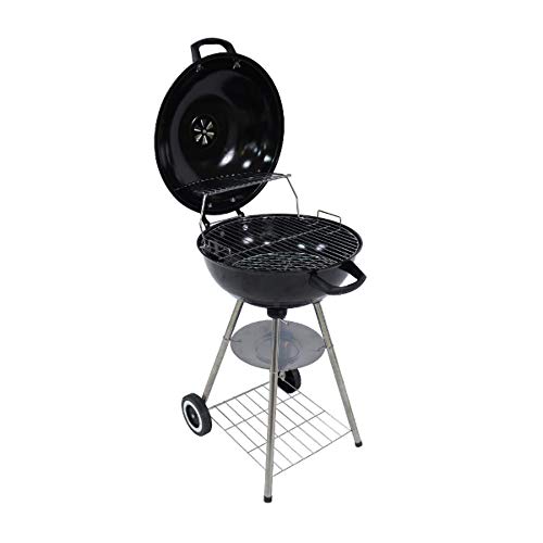 George Foreman GFKTBBQ1801B - Hervidor de carbón portátil redondo de 44 cm, ventilación ajustable, 2 ruedas y parrilla cromada Cover