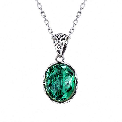 Pendentif en argent rétro cristal vert le cadeau idéal de style géométrique mixte