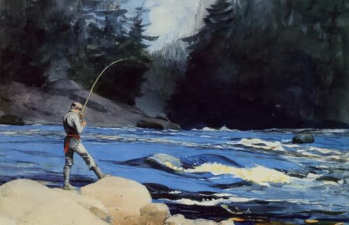 Tableau lac Quananiche St Winslow Homer peinture à l'huile