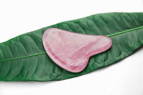 Image of Gua Sha Facial Tool made of Rose Quartz Stone for SPA Acupuncture Therapy Trigger Point Treatment for Men and Women Color (Pink)