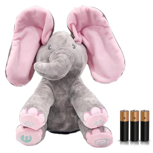 Image of Dimple Kaia Elephant Stuffed Animal Toy - Animated Plush Pink Singing Elephant, Interactive Musical Peek-a-Boo for Babies, Kids, for Toddlers, Ages 0 and Up(Battery Included)