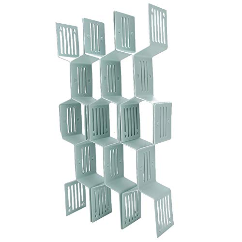 Beufee Organizer per divisori per cassetti, 12 pezzi Organizzatore per cassetti a nido d'ape regolabile Separatore a nido d'ape per biancheria intima per calzini intimi (Azzurro)
