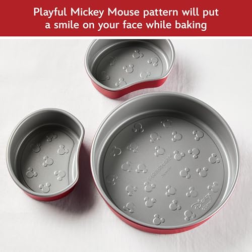 Farberware Disney Bake with Mickey Mouse Nonstick Bakeware Cake Pans, Baking Sheet, and Loaf/Meatloaf Pan, 6 Piece Non Stick Bakeware Set - Red - image 4