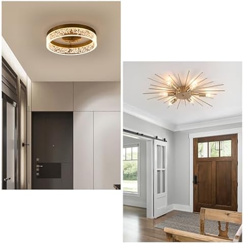 Jaycomey Modern LED Ceiling Light Fixture, 11.65" Flush Mount Kitchen Lighting with Gold E12 6-Lights Sputnik Light Fixture Flush Mount Gold Ceiling Lights Cover