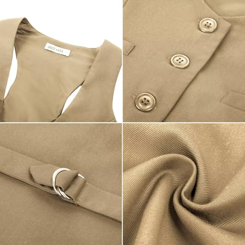 Image of GRACE KARIN Women's Suit Vest Top, Dressy Casual Sleeveless Button Wasitcoat, Fromal Steampunk Blazer For Work Office