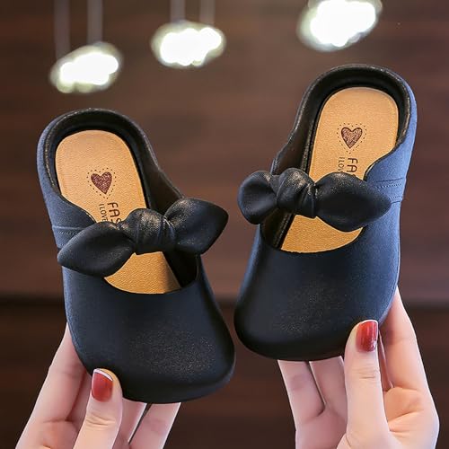 Kids Girls Closed Toe Leather Slippers Princess Bowknot Plain Non-Slip Sandals Swim Beach Pool Slipper Casual Shoes2