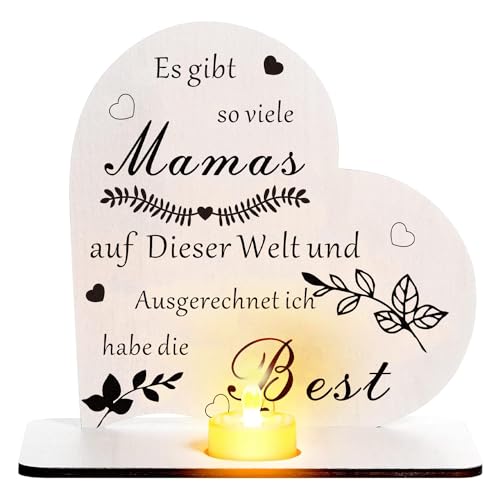 Geschenke für Mama, Muttertagsgeschenk, Handgemacht Herz Holzschild für Mama, Beste Mama Geschenk, Geburtstagsgeschenk für Mama, Personalisierte Geschenke Mama (C)