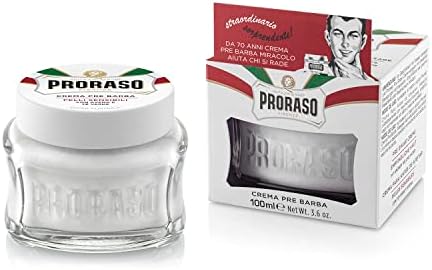 Proraso Pre Shave Cream, 100ml, Sensitive Pre Shaving Cream for Men Softens Skin with Oat and Green Tea Extracts, Made in Italy, White
