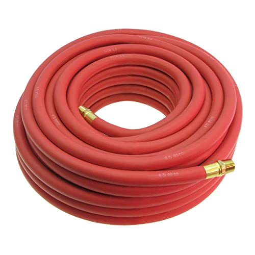 Underhill UltraMax Commercial Garden Water Hose, Heavy-Duty, Rubber, Flexible, Anti-Kink, 200 psi WP, 800 psi BP, H10-125R, 1 Inch x 125 ft NPSH, Red
