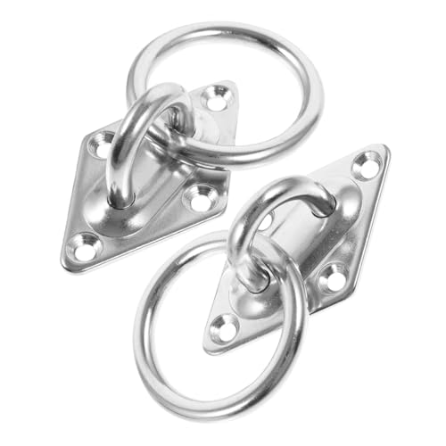Yardenfun 2pcs Stainless Steel 304 M6 Diamond Hitching Rings Truck Trailer Tie down Anchors with Round Plate for Suspension, Ceiling and Wall Mount, Heavy Duty Lashing and Hammock Anchor