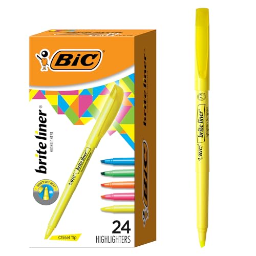 BIC Brite Liner Highlighter Set, Chisel Tip, School Supplies for Students and Teachers, for Notes and Textbooks, 24-Count Pack in Assorted Colors