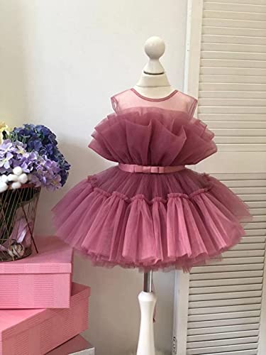 Flower Girls Dress Cute Puffy Tulle Tutu Short Christmas Party Dress for Kids Beauty Pageant Princess Ball Gown3