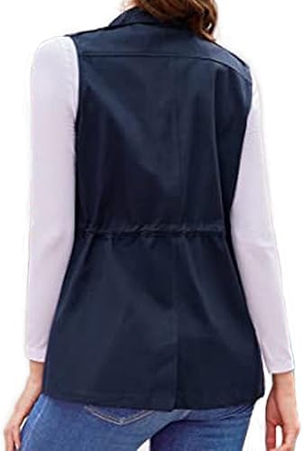 Miniatura 4 de Koodred - Chaleco militar casual para mujer, ligero, sin mangas, con cordón, con bolsillos