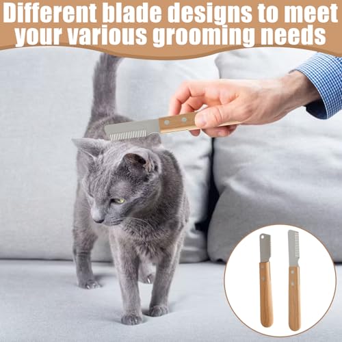 Menibeuty 2PCS Trimmmesser Hund, Trimmstein für Hunde, Trimmer Hund, Edelstahl Trimmer Set, Satz Haustier Hundetrimmer, Hundeschere, Satz Haustier Hundetrimmer, Trimmesser für Katzen Hunde