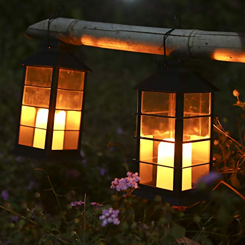 Miaoqian Estilo Vintage Solar Powered Lanterna Luzes Cintilante Chama Fogo Vela Lâmpada LED Pendurad