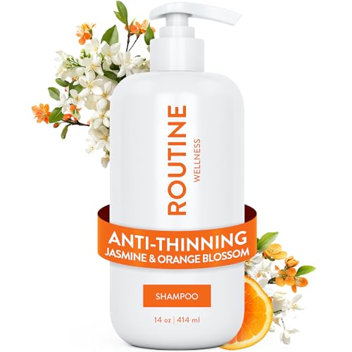Image of Routine Wellness Anti-Thinning Shampoo - Jasmine & Orange Blossom | Clinically tested shampoo for thinning hair with biotin, pea peptides, saw palmetto oil, color safe, sulfate free