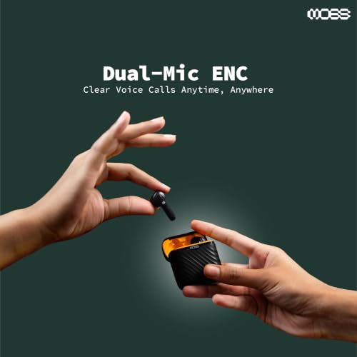 Image of MOSS Echo Endura - TWS Earbuds Up to 60 Hours Total Playback, Dual Mic ENC Clear Calls, Bluetooth 5.4, 8mm Drivers, Hall Switch, Low Latency (40-60ms), Dual EQ Modes (Black)