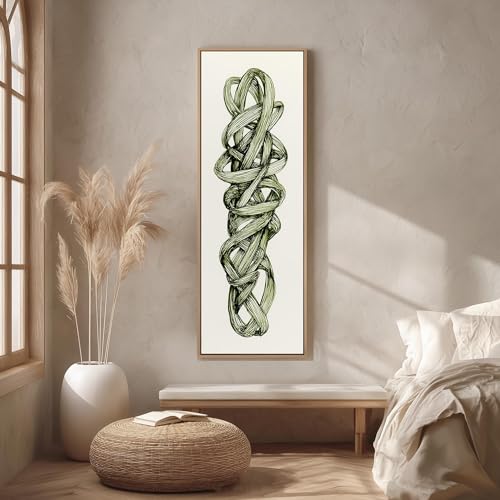 Toile verticale haute contre les murs vides | Dessin botanique 30x90 - 3