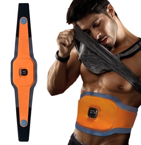 FDA Cleared EMS Belt - Ab Stimulator Belt with 10 Programs for Fat Burning & Muscle Toning - Rechargeable EMS Unit for Men & Women to Sculpt Abs