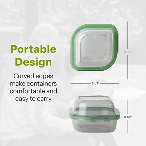Mygo Container Bun Sized To-Go Compartment Container, 5-1/2" X 5-1/2" X 3-1/2" Reusable, Microwave Safe, Nsf Certified, Smoke/Green #TOP1
