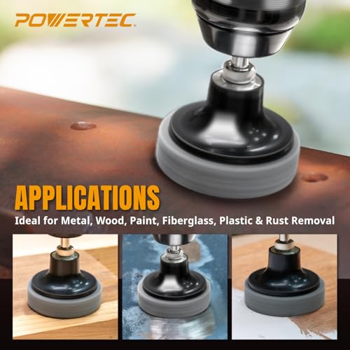 Image of POWERTEC 2-Inch Sanding Discs for Die Grinder & Power Drill - 10pcs Quick Change Type R Discs, 240 Grit Aluminum Oxide Non-Woven Nylon Surface Conditioning Pads for Metal, Wood & Paint Removal (11406)