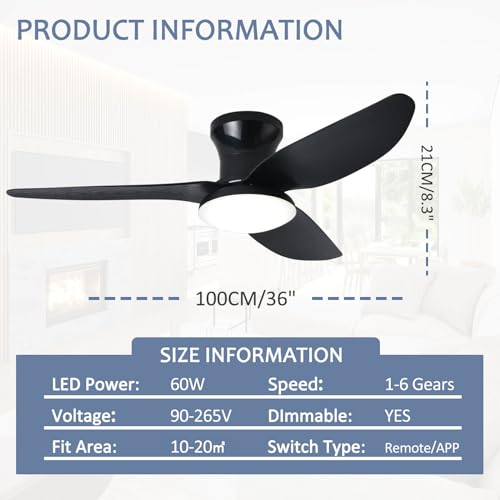 Ventilateur de plafond télécommande avec éclairage LED variable - 8