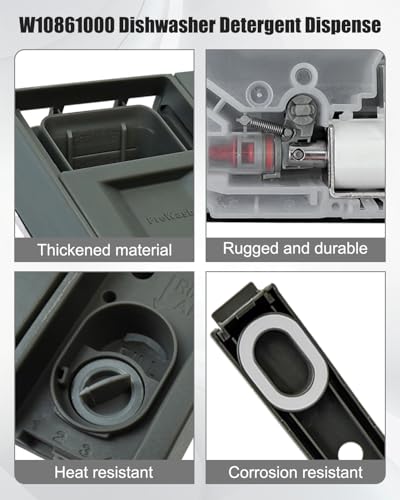 Image of Upgraded W10861000 Dishwasher Detergent Dispense Fit for Whirlpool Kitchenaid Maytag, Dishwasher Soap & Rinse Aid Door Replacement Kit Replace WDTA50SAHZ0 WDT750SAHZ0 WDT730PAHZ0 WDT970SAHZ0