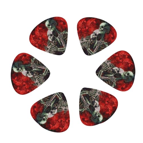 Skull Guitar Picks Bass Picks for Acoustic Electric Guitar Ukulele Thin Medium Heavy 12 Pack Multi-color with Case