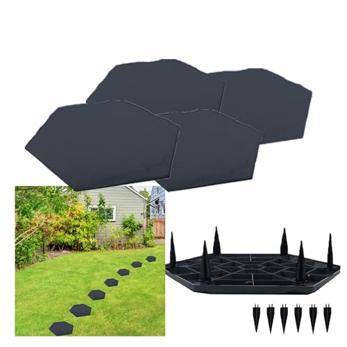 4 Pcs Garden Stepping Stones with Ground Stakes, Home or