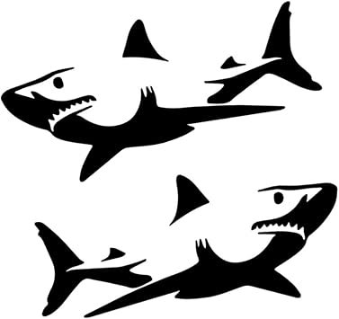 1 Pair Shark Silhouette Car Stickers, 7.87"x3.54", Waterproof Vinyl Decals, Car Truck Cargo Boat Wall Laptop Sticker, Durable Exterior Decorative Accessories |#AZ300 Black